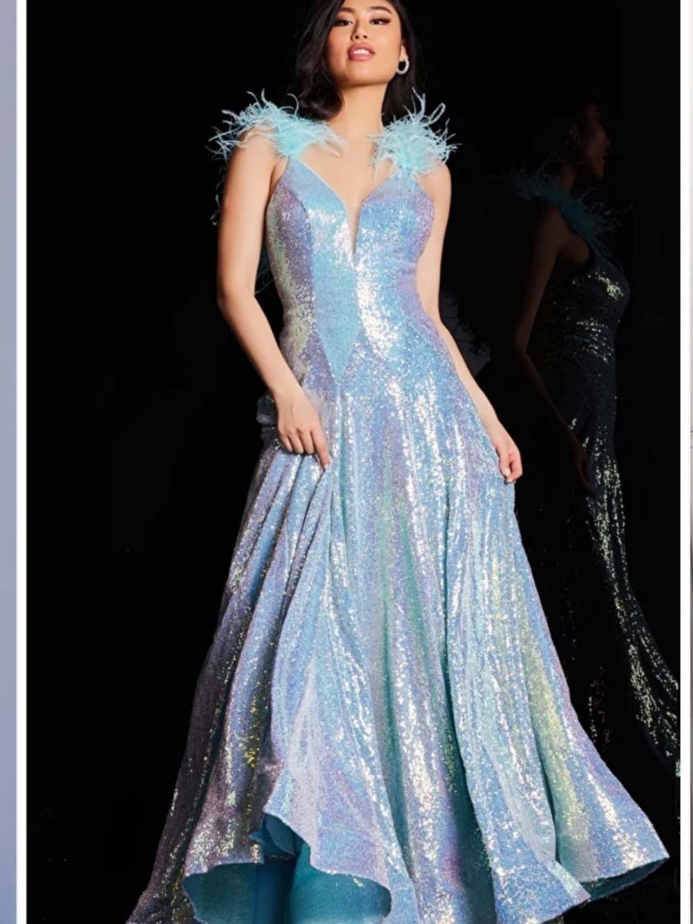 Jovani iridescent blue pageant prom gown - Picture 6 of 6